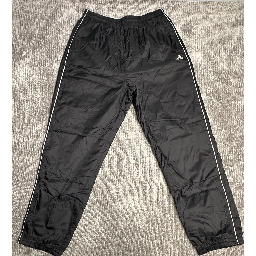 Vintage Adidas Windbreaker Track Pants Black Striped Large  AGC002 2004 Y2K